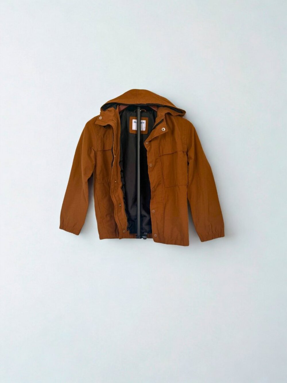 Old Navy Boys Cognac Brown Hooded Utility Jacket Size M 8